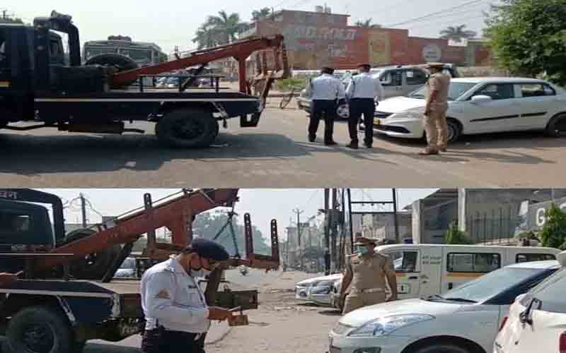 अतिक्रमण करने वालों पर कसा शिकंजा, 30 वाहनों के भी काटे चालान