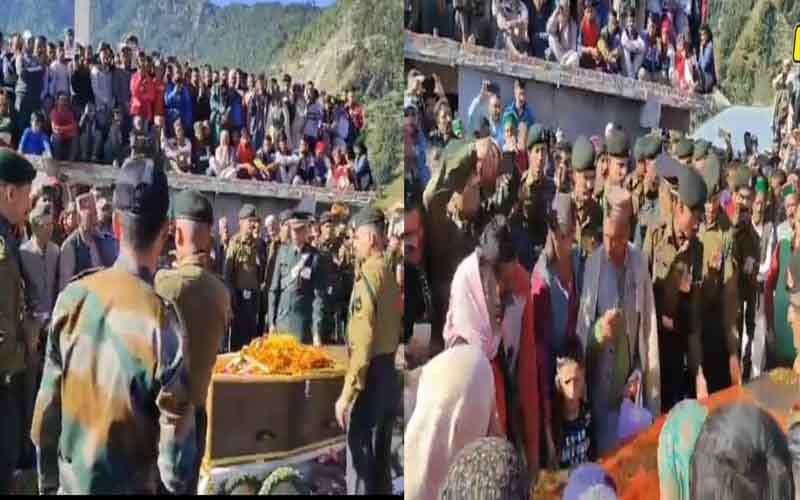 बारामुला मुठभेड़ में शहीद हुआ जवान पंचतत्व में विलीन, पीछे छोड़ गए पत्नी और तीन माह का बेटा….