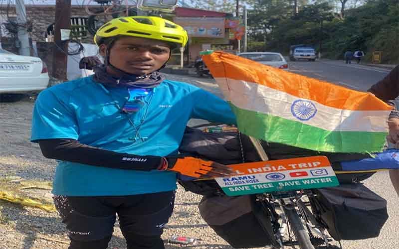 Ramu went on a tour of India with the message of 'Plant trees, save nature, save water'