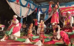 Sangdah zone won district level folk dance competition in under-19 girl students category