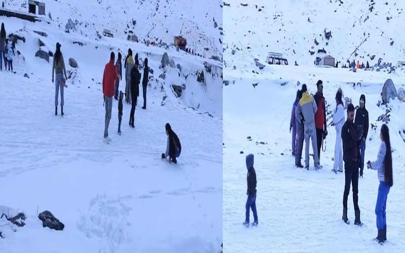सोलंगनाला और सिस्सू में उमड़े सैलानी, बर्फ के बीच जमकर की मस्ती