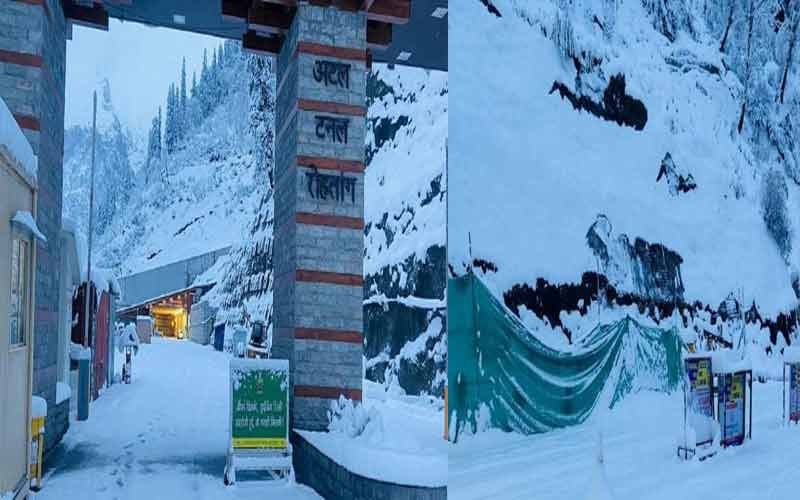 पहाड़ों पर बिछी बर्फ की मोटी चादर, रिहायशी इलाकों में सीजन की पहली बर्फबारी