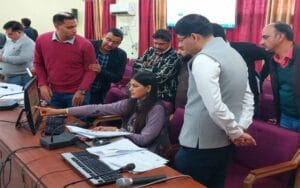 Rehearsal of officers and employees posted on counting duty, ballot paper scan...