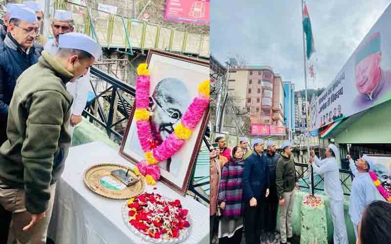 Congress leaders paid tribute to Mahatma Gandhi, Vikramaditya Singh said - Bapu's true...