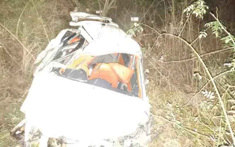 दर्दनाक हादसा: सड़क से लुढ़क कर खाई में गिरी कार, चालक की मौत