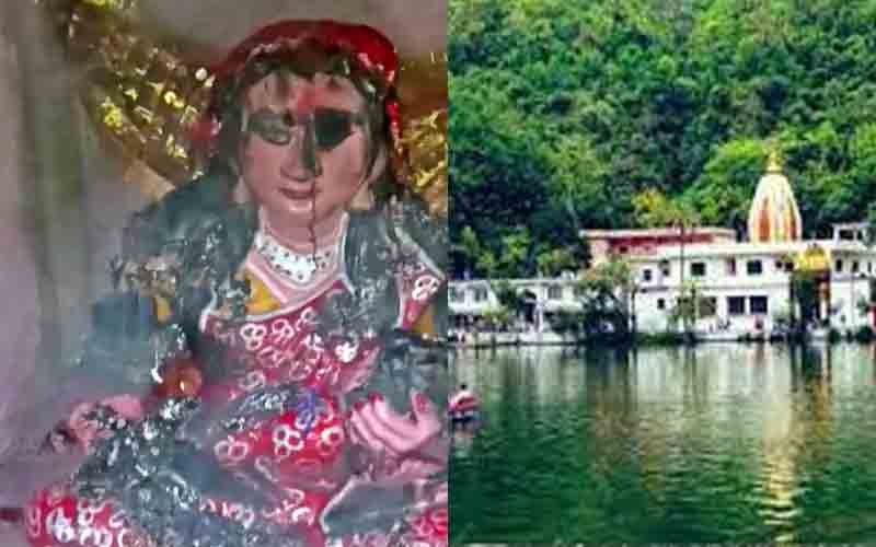 श्री रेणुका जी के परिक्रमा मार्ग पर स्थित मां के मंदिर में  अचानक भड़की आग