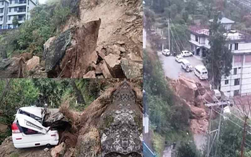ज्यूरी-सराहन मार्ग पर हुआ भूस्खलन, वाहनों की आवाजाही हुई बंद, बिजली की तारें क्षतिग्रस्त