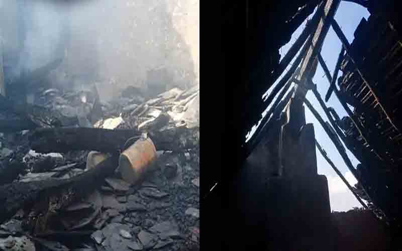 4 भाइयों का स्लेटपोश मकान चढ़ा आग की भेंट, करीब 5 लाख का नुक्सान