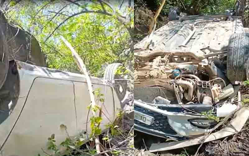 अनियंत्रित होकर सड़क से लुढ़क कर खाई में गिरी कार, हादसे में…….