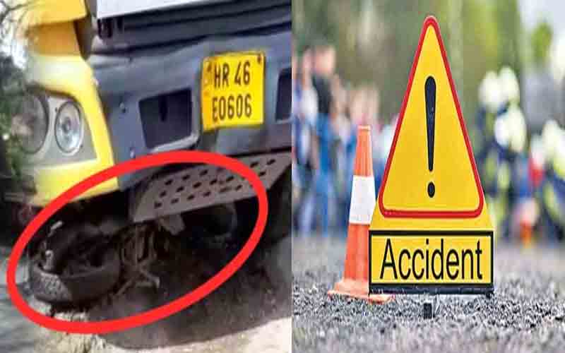 टिप्पर ने सड़क किनारे खड़ी बाइक को कुचला, आईटीआई का छात्र जख्मी