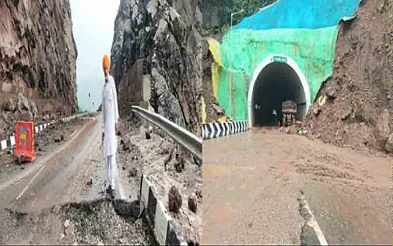 सुरंग नंबर-2 के बाहर 1 फीट तक धंस गया किरतपुर-मनाली फोरलेन, लोगों की बढ़ी मुश्किलें