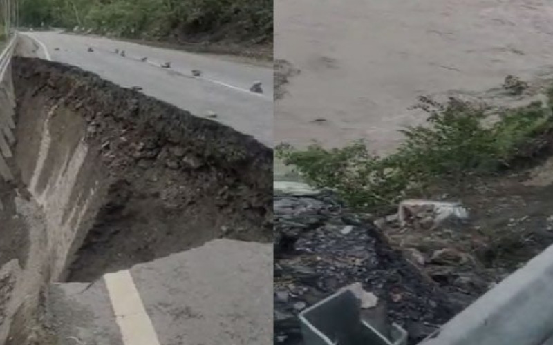 एनएच धंसने से सतलुज नदी में समाई कार, 4 लोग लापता