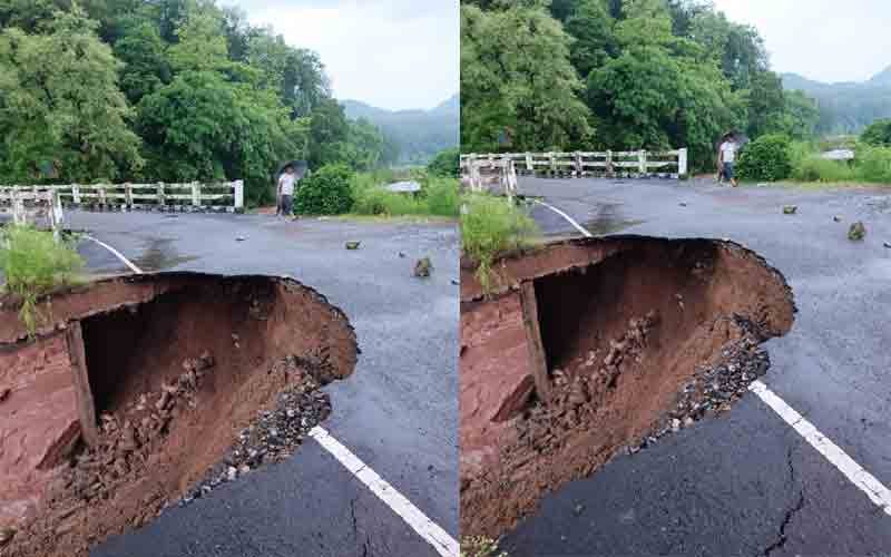 भारी बारिश से धंसा सड़क का बड़ा हिस्सा, नाहन से गोगामेड़ी मालोवाला का टूटा संपर्क