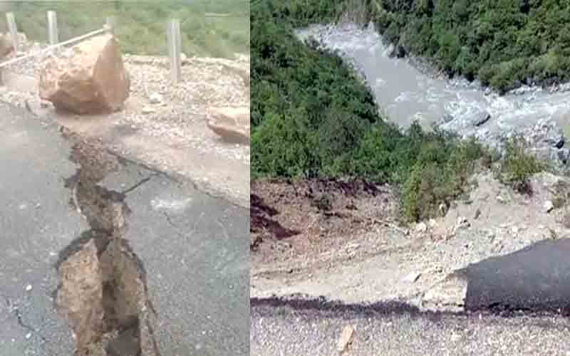 टौंस नदी में समा गया एनएच-707 का बड़ा हिस्सा, चौपाल व शिलाई के बीच टूटा संपर्क