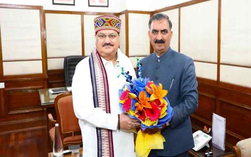 सीएम सुक्खू ने बीजेपी के राष्ट्रीय अध्यक्ष जगत प्रकाश नड्डा से की भेंट