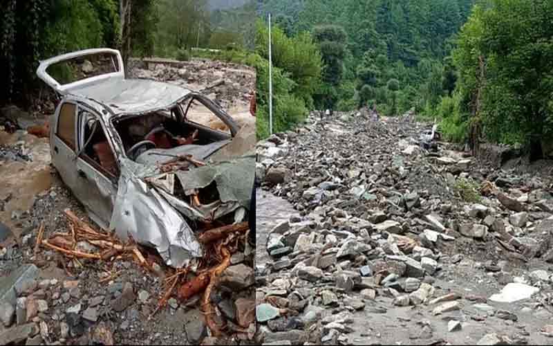 भारी बारिश का कहर, खोड़ाआगे नाले में आई बाढ़, एक कार बही