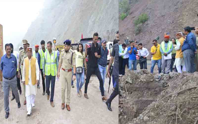 राज्यपाल ने चक्की मोड़ के समीप राष्ट्रीय राजमार्ग पर क्षति का लिया जायज़ा