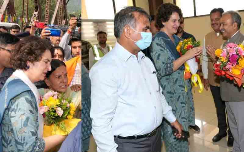 हिमाचल प्रदेश पहुंची कांग्रेस की राष्ट्रीय महासचिव प्रियंका गांधी