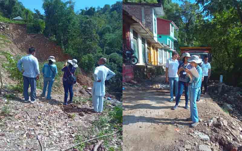 भारतीय भूवैज्ञानिक सर्वेक्षण के दल ने भूस्खलन के कारणों का पता लगाने को सरकाघाट में किया सर्वे