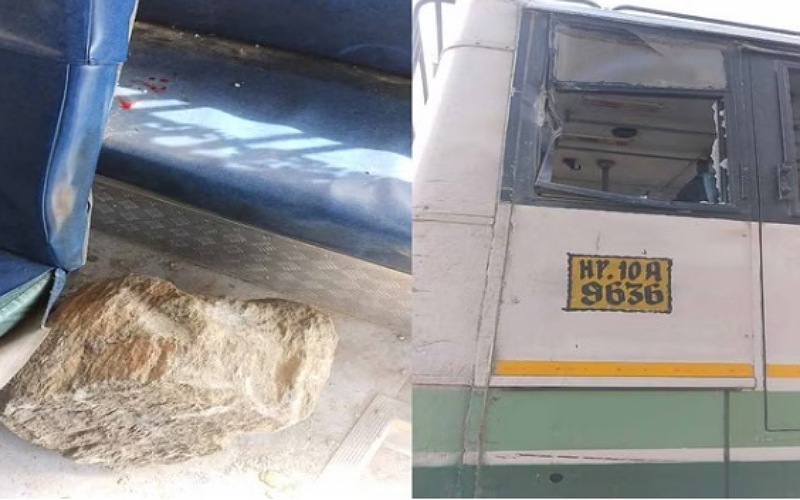 एचआरटीसी की बस में खिड़की का शीशा तोड़कर अंदर घुसा पहाड़ी से गिरा पत्थर, हादसे में….