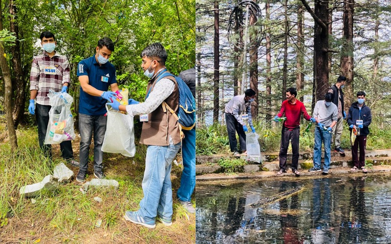 महात्मा गांधी और लाल बहादुर शास्त्री की जयंती के उपल्क्ष पर एनएसयूआई  ने चलाया सफाई अभियान