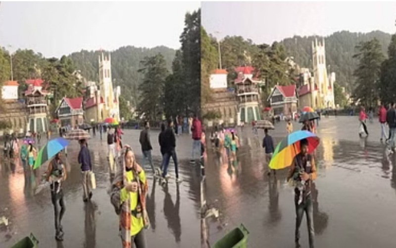 शिमला व आसपास के भागों में हुई झमाझम बारिश, चोटियों पर हल्की बर्फबारी