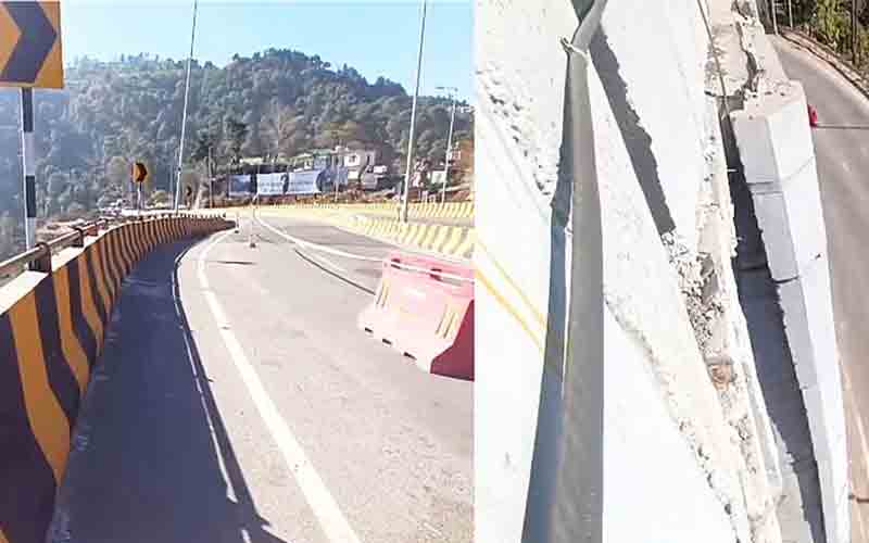 कुमारहट्टी फ्लाईओवर में आई दरारें, एक हिस्से को बैरिकेड्स लगाकर किया बंद