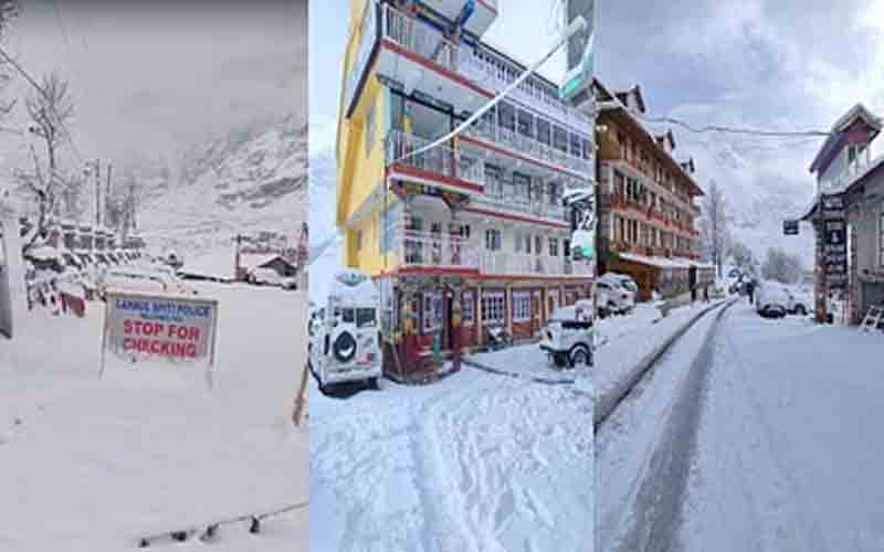 कुफरी में सीजन का पहला हिमपात, अटल टनल सहित लाहौल घाटी बर्फ से लकदक