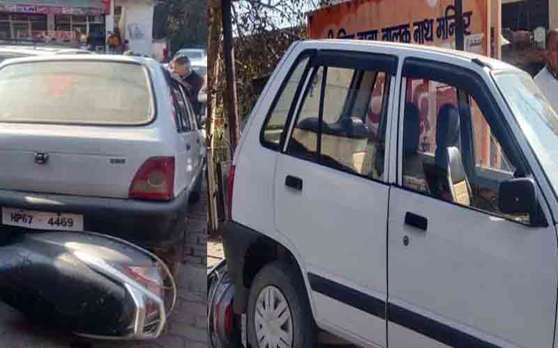 बिझड़ी में कार चालक ने स्कूटी को मारी टक्कर