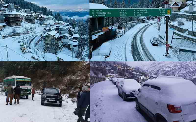 हिमाचल में बदला मौसम का मिजाज, पहाड़ी इलाकों में भारी बर्फबारी