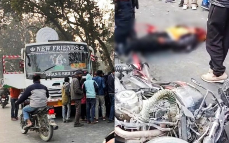 पांवटा साहिब में दर्दनाक हादसा: निजी बस और बाइक की टक्कर में युवक की मौत