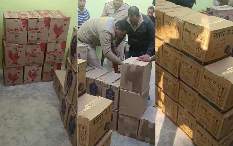 कोलर में घर से पुलिस ने बरामद किया शराब का जखीरा