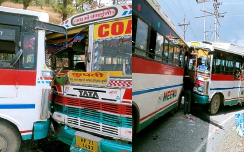 सिरमौर में दो निजी बसों की हुई जोरदार भिड़ंत, 9 यात्री जख्मी
