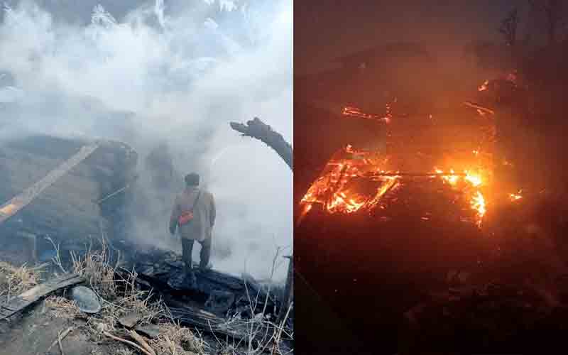 आग लगने से दो कमरों का स्लेटपोश मकान जलकर राख, करीब 10 लाख रुपए का नुकसान