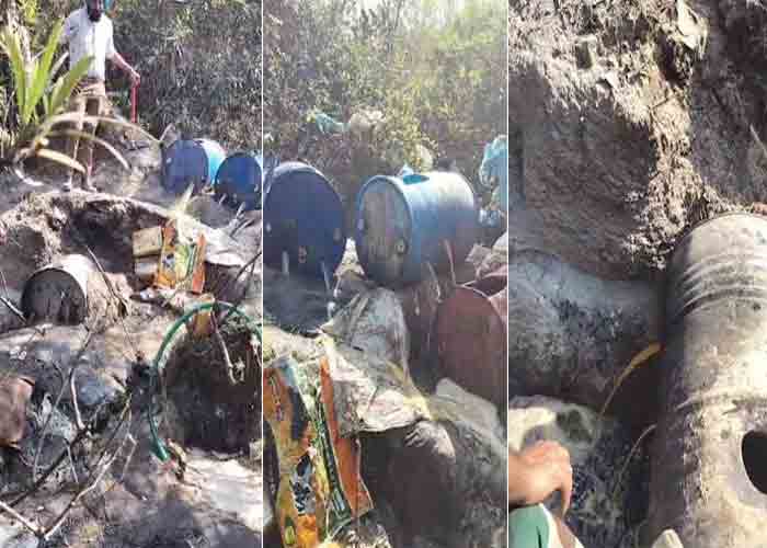 पुलिस की बड़ी कार्यवाही: जंगल में कच्ची शराब के 17 ड्रम बरामद, मौके पर की नष्ट