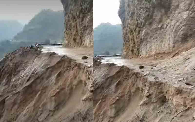 पांवटा-शिलाई एनएच पर हुआ भारी भूस्खलन, वाहनों की आवाजाही ठप