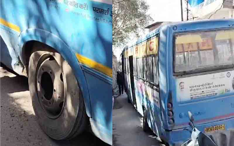 एचआरटीसी की चलती बस के खुले टायर, सभी यात्री सुरक्षित