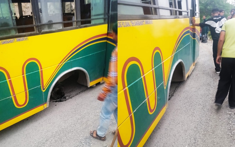 संगड़ाह-पालर सड़क पर खुले निजी बस के टायर, टला बड़ा हादसा