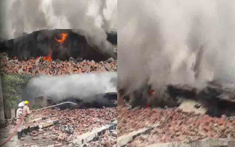 प्लास्टिक स्क्रैप की इंडस्ट्री में भीषण अग्निकांड, करीब 2 करोड़ का नुकसान