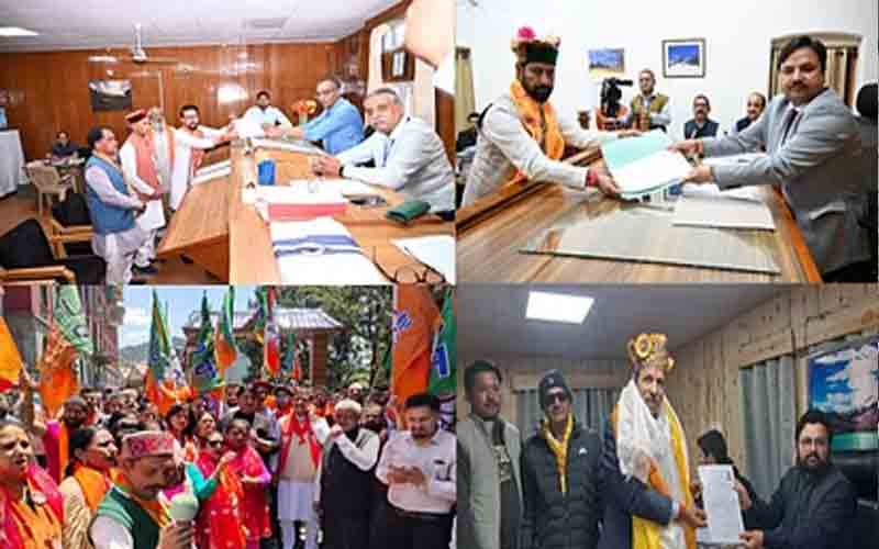 अनुराग ठाकुर, सुरेश कश्यप, विनोद सुल्तानपुरी व रामलाल मारकंडा ने भरा नामांकन