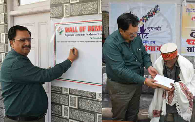 उपायुक्त ने कंडाघाट के बगेटू गांव में शतायु मतदाता को किया सम्मानित