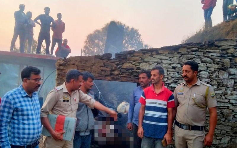 दो गोशालाओं में जिंदा जले 4 मवेशी, आटा चक्की और शेड भी जलकर राख 