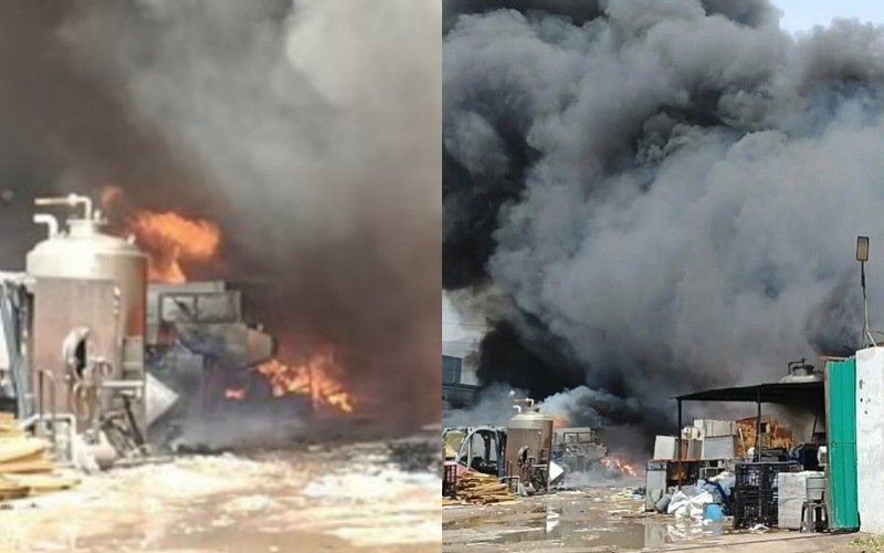 बद्दी की कंपनी के यार्ड में रखे कबाड़ में लगी भीषण आग, लाखों का नुकसान