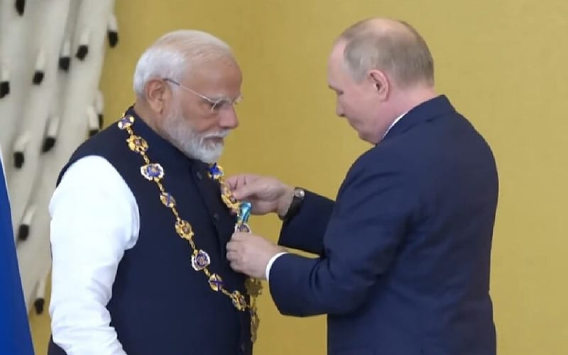 प्रधानमंत्री मोदी को रूस के सर्वोच्च नागरिक सम्मान से किया सम्मानित