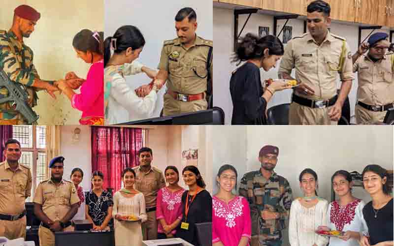 एबीवीपी इकाई नाहन ने पुलिस और आर्मी जवानों की कलाई पर बांधा रक्षा सूत्र