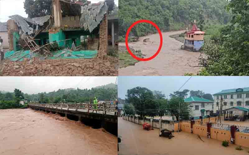 हिमाचल में भारी बारिश का कहर: नदी-खड्ड उफान पर, जगह-जगह हो रहा नुकसान