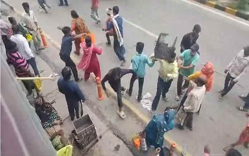 ऊना में रोटरी चौक पर प्रवासी मजदूरों की भिड़ंत, सड़क जाम