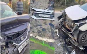पांवटा साहिब में कार दुर्घटना में 2 लोग घायल, एनएच-07 पर टक्कर के बाद जाम लगा