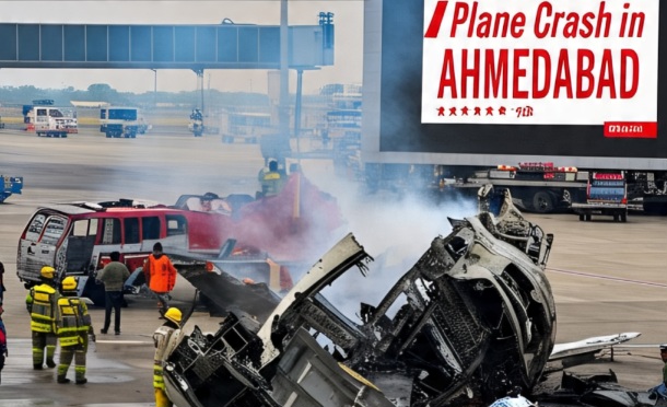 अहमदाबाद में एयर इंडिया का विमान क्रैश: लंदन जा रहे विमान में 133 यात्री, रिहायशी इलाके में तबाही