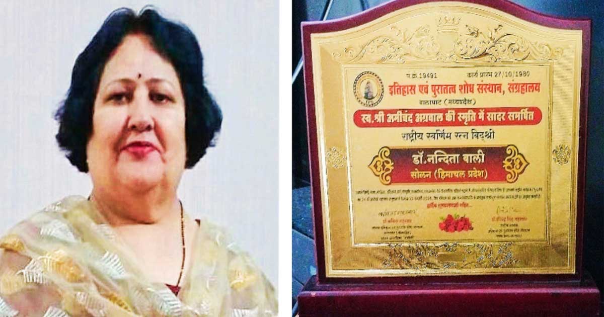 बीबीएन की लेखिका डॉ. नंदिता बाली को राष्ट्रीय स्वर्णिम विद श्री सम्मान, 42वीं उपलब्धि हासिल
